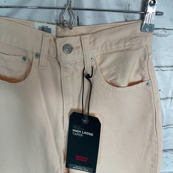 Womens Size 27x30 Levis Premium High Loose Taper Fit Pink High Rise Jeans - Picture 5 of 6